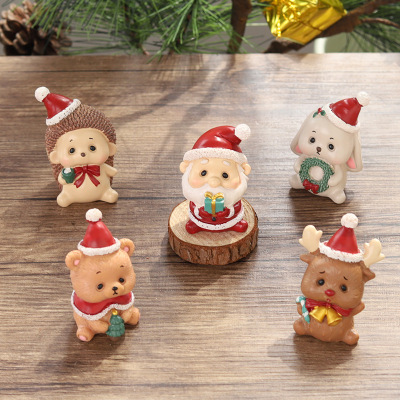 Wholesale Zakka Christmas Old Man Resin Decorations Creative Home Gift Cartoon Small Animal Decorative Crafts