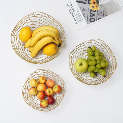 European Modern Creative Fruit Plate Iron Art Fruit Basket Living Room Coffee Table Home Nordic Style Simple Candy Dried Fruit Tray