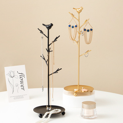 Nordic Simple Wrought Iron Bird Jewelry Rack Desktop Dresser Jewelry Earring Storage Rack Jewelry Necklace Display Stand