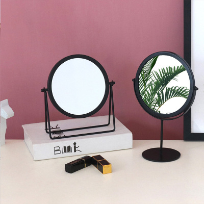 Wholesale Nordic Metal Single-Sided round Makeup Mirror Girls' Dormitory Desktop Folding Mirror Desktop Home Dressing Mirror