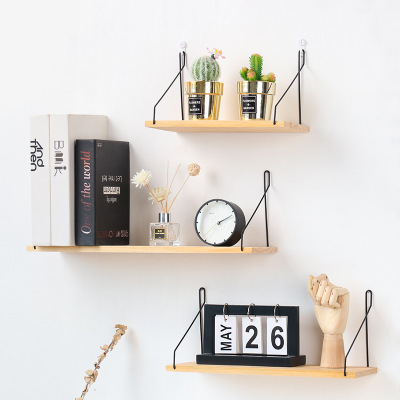 Wholesale Nordic Wooden Wall Shelf Solid Wood Partition Household Living Room Entrance Wall Bedroom Storage Rack Wall Hanging