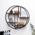 Chinese Style Living Room Wall Shelf Iron Solid Wood Partition round Wall Hanging Home Decoration Shelf Storage Rack