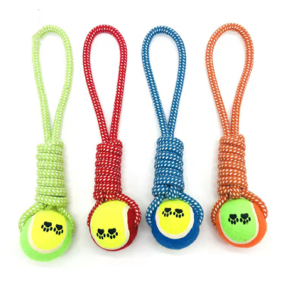 New Pet Cotton Rope Toy Tennis Portable Bite Rope Molar Toy Dog Toy Wholesale