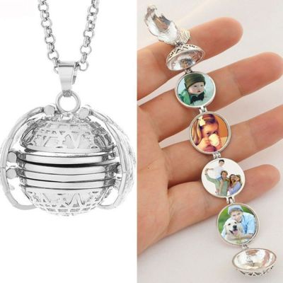 Cross-Border New Multi-Layer Wings Photo Box Album Necklace 456-Layer Openable Pendant DIY Memory Album Box