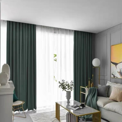 Yuanjie Home Textile New Nordic Simple Solid Color Shading Curtain Living Room Bedroom Morandi Curtain
