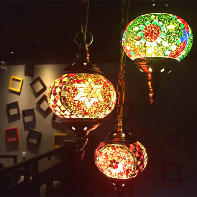Exotic National Characteristic Personality Restaurant and Cafe Bar Internet Coffee Decoration Handmade Stained Glass Chandelier
