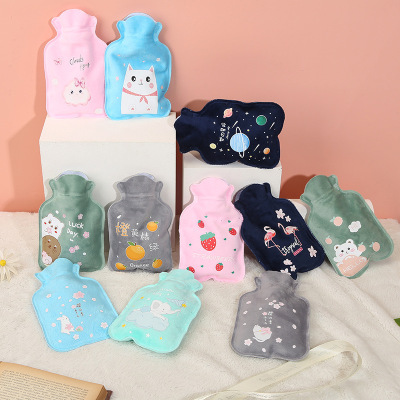 Korean Style New Cartoon Pattern Hot Water Bag Portable Crystal Explosion-Proof Hot Water Bag High Density Injection Large Size Hand Warmer