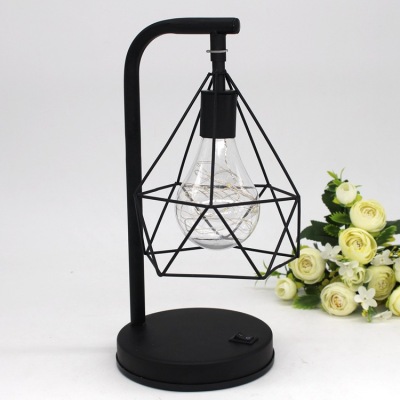 INS Wrought Iron Net Red Creative Table Lamp Bedroom Bedside Table Decoration Girl Room Decoration Iron Frame LED Light