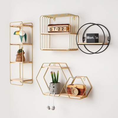 Wholesale European-Style Simple Wall Iron Storage Rack Home Decorative Mural Living Room Wall Wall Storage Organizer