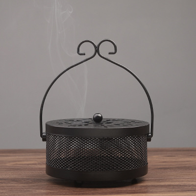 Factory Wholesale Creative Portable Iron Mosquito Incense Holder Mosquito Coil Household Mosquito Smudge Box Fireproof Mosquito Incense Holder with Lid