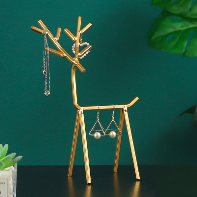 Creative Dresser Table Deer Jewelry Rack Ins Wrought Iron Girls' Earrings Necklace Ring Storage Display Shelf