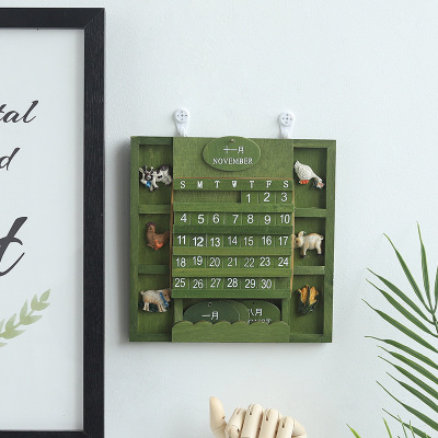 Zakka Creative Cute Gift Vintage Calendar Wooden Perpetual Calendar Home Store Wall Hanging Wall Decorations Wall Calendar