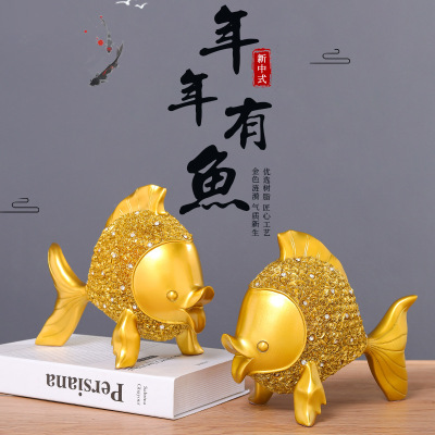 Creative New Chinese Style Light Luxury Goldfish Resin Craft Ornament Home Decorations Hallway Wine Cabinet Showroom Display