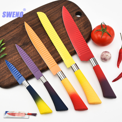 Color Gradient Wave Pattern Stainless Steel Paint Knife Rubber and Plastic Horseshoe Handle Double-Sided Suction Kitchen Knife Source Spot