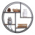 Chinese Style Living Room Wall Shelf Iron Solid Wood Partition round Wall Hanging Home Decoration Shelf Storage Rack