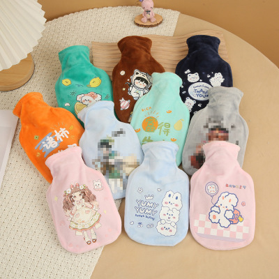 Cartoon Plush Hot Water Bag Water Injection with Liner Warm Belly Hand Warmer Portable Cute Baby Hand Warmer Wholesale