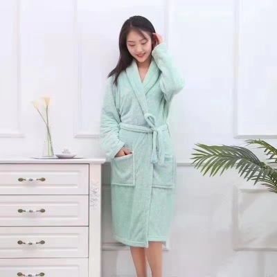 Coral Velvet Pajamas Factory Direct Sales Thick Bathrobe Male and Female Large Size Long Solid Color