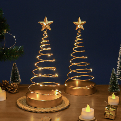 Nordic Minimalist Spiral Christmas Tree Shape Iron Craft Decorations Creative Home Desktop Study Room Decoration Shooting Props