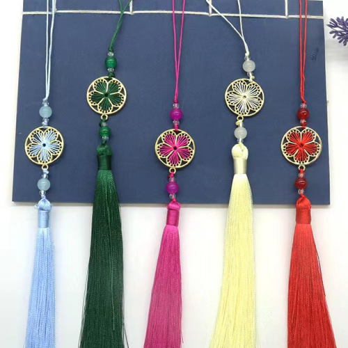 long 13cm flower full moon tassel tassel pendant chinese ancient style hanfu press placket fan pendant gift box pendant