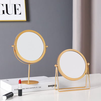 Nordic Ins Iron Makeup Mirror Desktop Online Celebrity Mirror Home Dormitory Dresser Rotatable Dressing Mirror