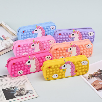 Factory Wholesale Soft Rubber Pencil Box Decompression Silicone Pencil Case Student Stationery Box Creative Cute Cartoon Children's Pencil Case