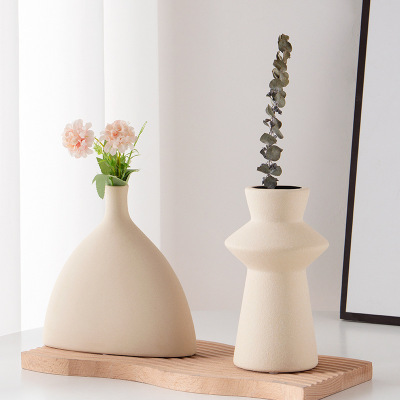 Wholesale Ins Affordable Luxury Style Geometric Ceramic Vase Creative Living Room Home Desktop Decorative Flower Pot Dried Flower and Flowerpot