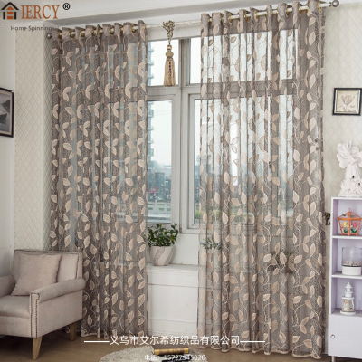 Factory Direct Sales Leaf Transparent Breathable Half Shade Balcony Living Room Bedroom Curtain Window Screen Wholesale