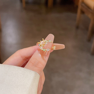 Moon Flower Ring for Women Korean New Light Luxury Minority Micro Inlaid Zircon Index Finger Ring Wholesale