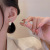 Silver Needle Korean Asymmetric Tulip Flower Earrings for Women Ins Trendy Refined Zircon Advanced Design Sense Earrings