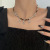 Style Ins Niche Personality Cross Gradient Color Column Leather Fold Silver Flower round Beads Design Clavicle Chain