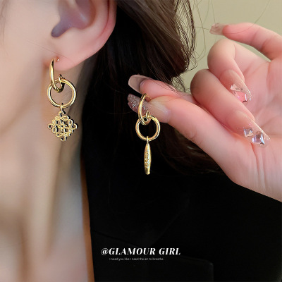 Circle Flower Diamond Water Drop Earrings Korean Temperament High Sense Ear Studs Special-Interest Earrings Wholesale
