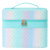 Korean Style Ins Cosmetics and Skin Care Storage Box Leather Makeup Bag Waterproof Water Resistant Spot Gradient Large Capacity Travel Bag Grid Multi-Layer Cosmetic Case