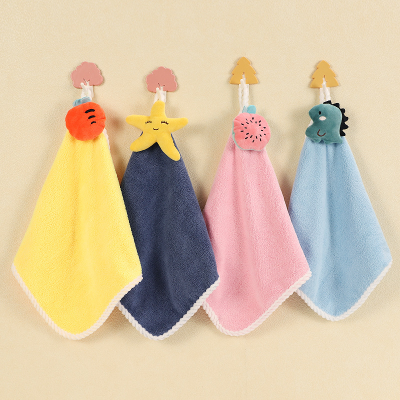 Hand Towel Towel Hanging Small Towel Square Hanging Towel Cute Children's Household Absorbent Bathroom Kitchen Handkerchief