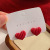 Love Heart Earrings Korean Flower Pearl Red Earrings Autumn and Winter Temperament Silver Ear Studs Wholesale Earrings