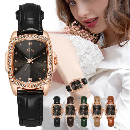 women‘s square diamond-embedded simple watch fashion ins style student korean style simple temperament quartz women‘s watch