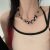 Style Ins Niche Personality Cross Gradient Color Column Leather Fold Silver Flower round Beads Design Clavicle Chain