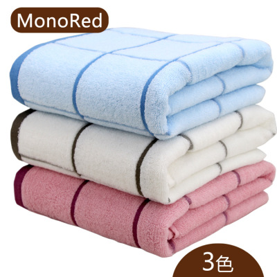 Home Plaid Bath Towel Warm Couple Bath Towel Combed Cotton Soft and Highly Absorbent Present Towel