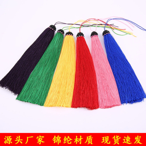 chinese knot car pendant high-end ice silk thread square bead cap tassel bookmark hanging ear tassel wholesale