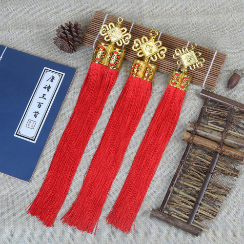 Long Gold Cap Tassel Chinese Knot Fortune Double Tube Tassel Celebration Ceremony Products Pendant Accessories Chinese Knot Tassel Wholesale