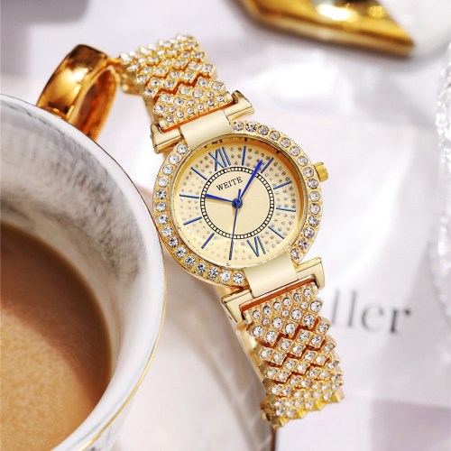 Women‘s Roman Scale Dial Bracelet Watch Fashion Diamond-Embedded Personalized Women‘s Quartz Watch Spot Delivery
