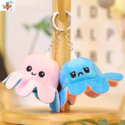 Flip Octopus Doll Pendant Emotion Double-Sided Flip Squid Face Changing Small Octopus Doll Octopus Toy