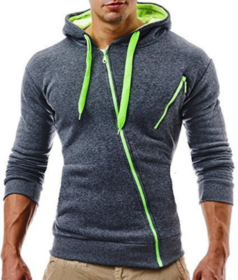 Foreign Trade Men's Sweater Features Oblique Zipper Men's Casual Slim Fit Hooded Cardigan Sweater