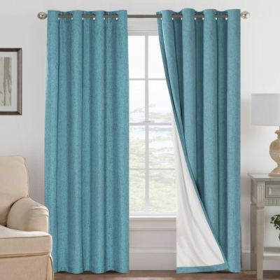 Solid Color High-Grade Curtain Soundproof Full Shading Curtain American Linen Curtain with Coating
