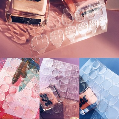 24 Transparent Manicure Implement Back Glue Wear Manicure Double-Sided Jelly Glue Patch