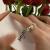 Luxury Fashion Argent Pur Pearl Flower Ring Female Design Niche High Sense Index Finger Ring Adjustable Temperament