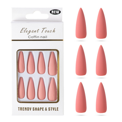 Full Paste Fake Nails Color 30 Pieces Large Carton Lengthened Frosted Water Drop Pointed Nail Stickers Solid Color Stiletto