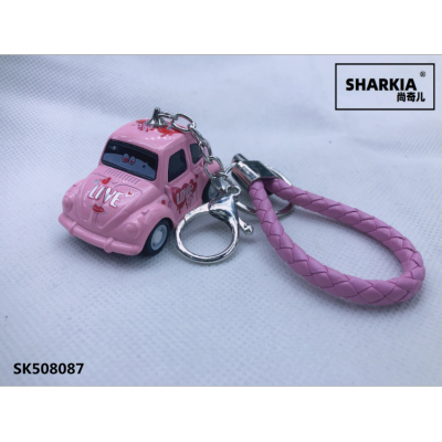 Cartoon Alloy Key Ring Pendant Toy Car Police Car Ambulance Model Mini Alloy Car Model Iron Car Wholesale