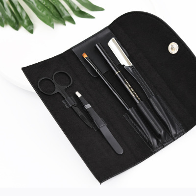 Steel Eyebrow Shaping Tweezer 5-Piece Set Beginner Eye-Brow Knife Scissors Set Eyebrow Pencil Waterproof Thrush Tool