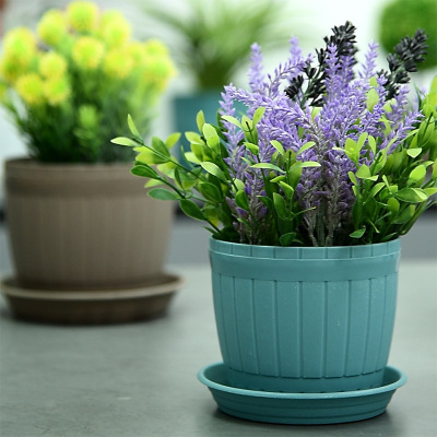 Creative Imitation Wooden Bucket Plastic Small Flower Pot Matching Water Cushion Decorative Decoration Desk Hydroponic Transparent Gardening Gallon Basin