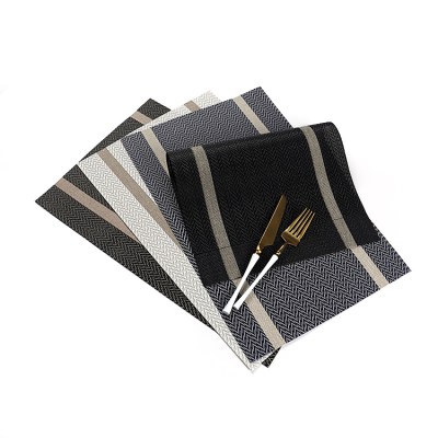 Simple Western-Style Placemat European-Style Gold Stripe PVC Placemat at Both Ends Textilene Placemat Hotel Thickened Heat Insulation Placemat